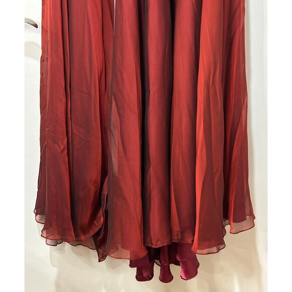 Mac Duggal Red Chiffon Open Sleeve A Line Gown Garnet Size 14 NWT 67414 Romantic - Picture 7 of 16